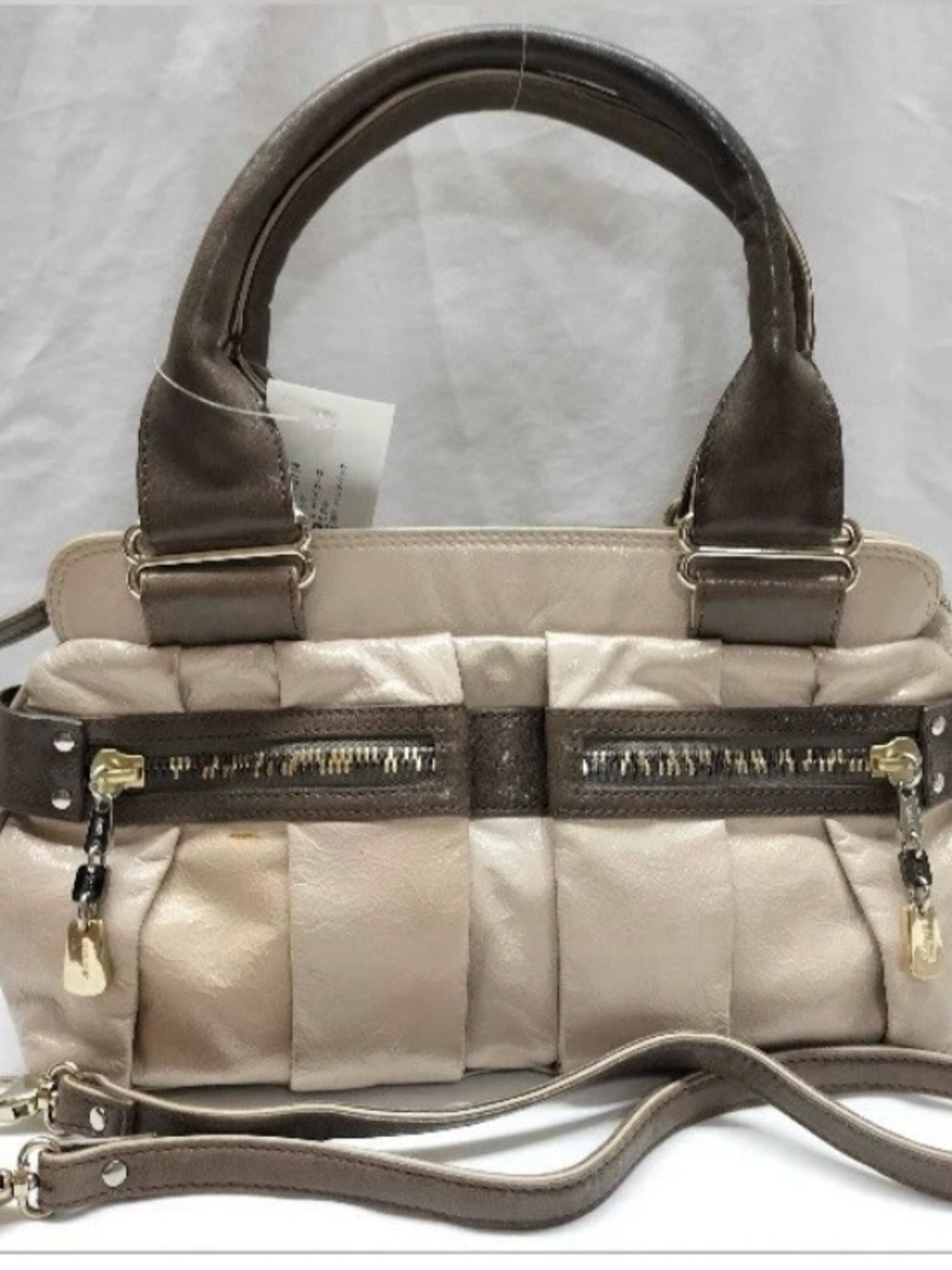 See By Chloe Two-Tone Cream and Brown Leather Satchel